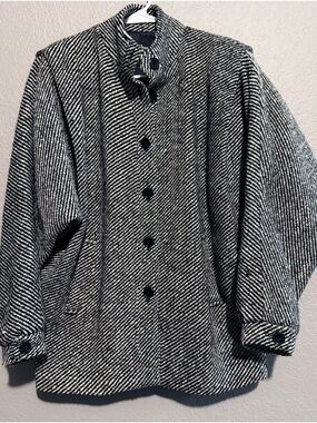 Vintage Women’s Barbarella 100% Pure New Wool Black & White Tweed Pattern Sz9/10